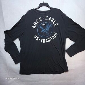 American Eagle Outfitters Mens XXXL Long Sleeve Graphic TShirt Vintage Fit Black